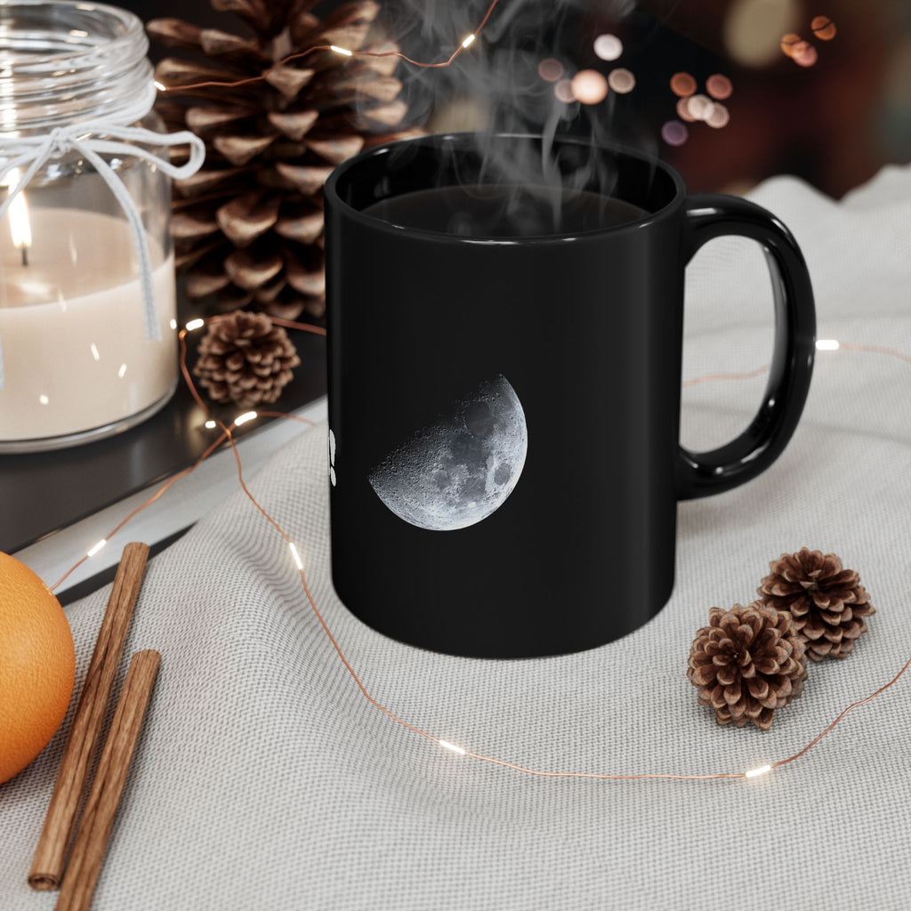Moon Phase Black Coffee Mug — Crescent Moon Ceramic Mug (11oz, 15oz)
